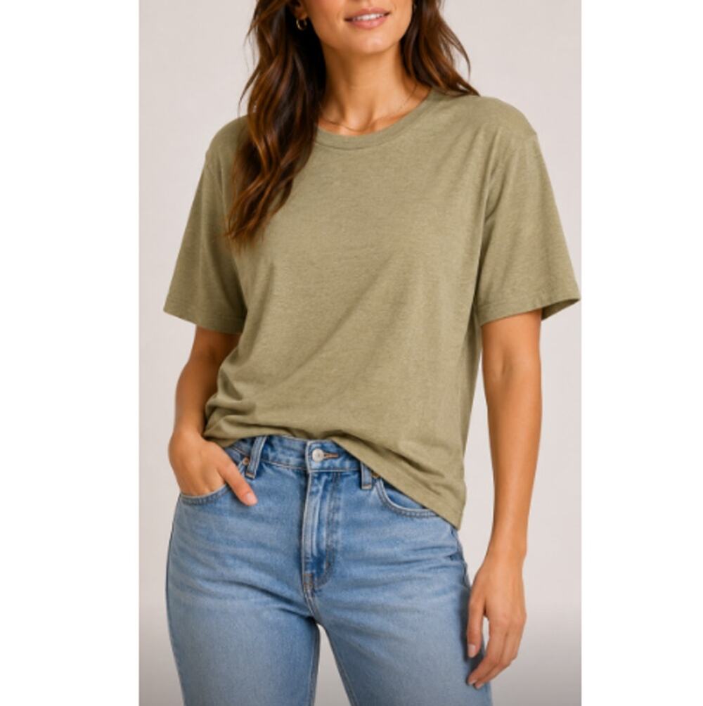NWT Wilfred Free Taupe Beige Cotton Crewneck Badlands T-Shirt Size S "Fallcore"
